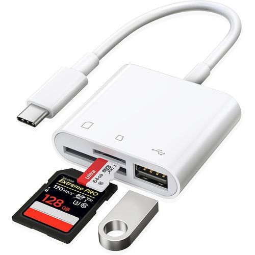 Lecteur de carte SD USB C vers carte SD pour iPhone 15/iPad/Mac/ordinateur portable, USB C/Type C vers USB Lecteur de carte mémoire pour iMac, iPad Pro/Air/Mini, MacBook Pro/Air, Galaxy,