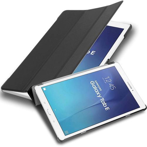 Coque Tablette Pour Samsung Galaxy Tab E (9.6"" Zoll) Sm-T561 / T560 En Noir Satin - Housse Protection Très Fine En Similicuir En Style Livre Sans Auto Wake Up Et Stand Horizontal