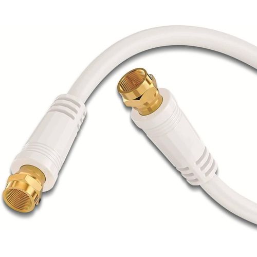 Câble d'antenne SAT Câble coaxial Câble de satellite TV 20,0m quadruple blindage, pour HDTV, récepteur, Internet, satellite, DAB, radio, blanc