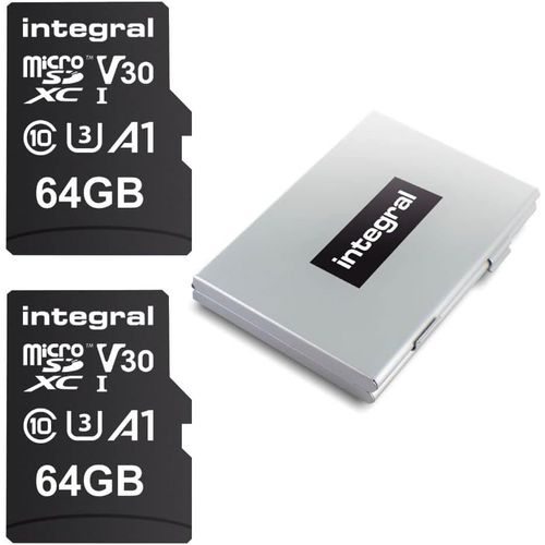 64Gb Lot De 2-Pack Carte Micro Sd Card Avec Un Boîtier Métallique De Protection À 12 Fentes - Vidéo 4K Ultra-Hd Premium Haut Débit Jusqu'À 100Mb/S Vitesse De Lecture[LOT6240303]