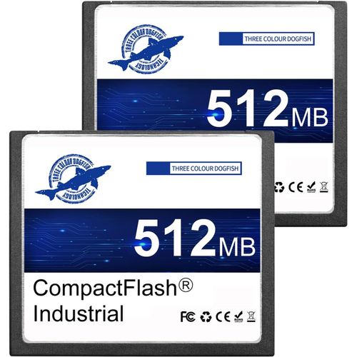 Dogfish 2 Pack 512Mb Compact Flash Card Carte Mémoire Cf Type I Haute Performance Fat16 Pour Équipements Industriels Et Appareils Photo Numériques Anciens[LOT6241205]