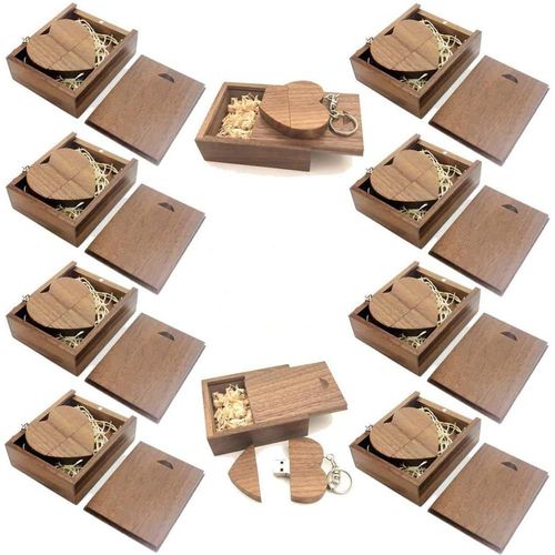 + 10 Pièces Clé Usb 3.0 16 Go Forme De Coeur Usb 3.0 Stick Avec Porte-Clés + 10 Pièces Boîtes En Bois Cadeau Pour Mariage Et Photographie[LOT6241373]