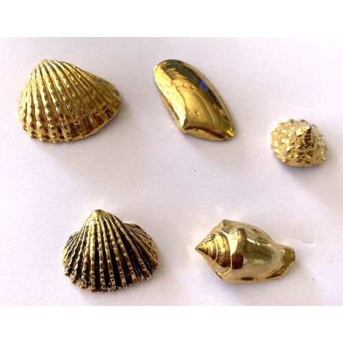 Superbe Véritables Coquillages Recouvert De Métal Doré