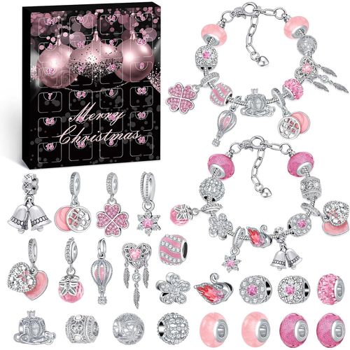 Calendrier De L'avent Bijoux 2024 Femme Fille, 24 Surprises Calendrier De Lavent Enfant Ado, Calendrier De L'avent Kinder Charms Bracelet Kit Fabrication Bijoux Enfant Fille Cadeaux De Noël