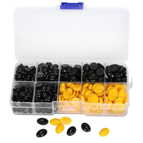 580 Pcs En Plastique Yeux Nez Plat Poupée Ours En Peluche Animaux En Peluche DIY Fabrication Jouets Accessoires (Noir Jaune)