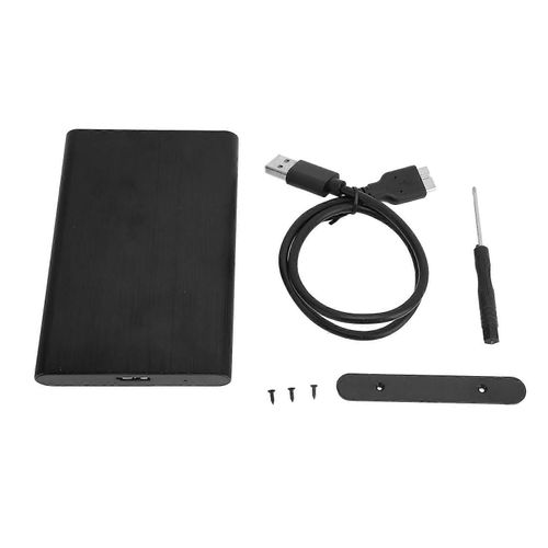 Boîtier de disque dur 2,5 pouces USB 3.0 SATA haute vitesse en alliage d'aluminium Boîtier de disque dur noir