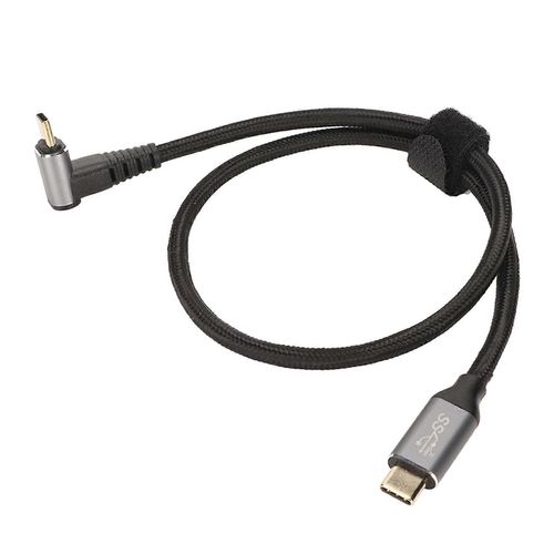 Câble USB C à 90 degrés 4K 60Hz Prend en charge PD100W Type C 3.1 Gen2 Cordon de charge rapide USB C à fonction complète pour Steam Deck 50cm / 19.7in