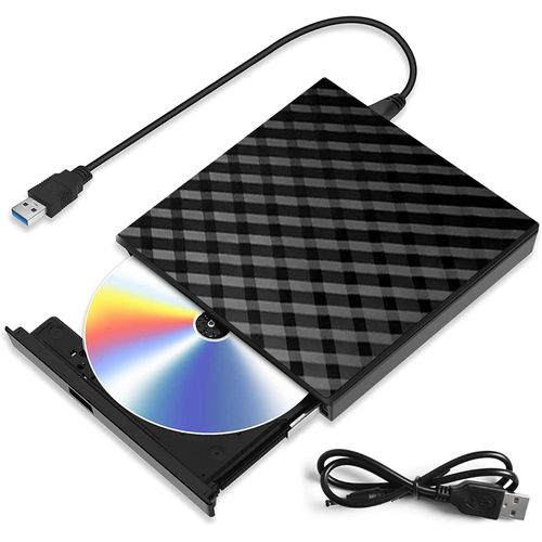 Lecteur CD DVD Externe USB 3.0, Graveur CD DVD Externe CD/DVD /-RW/ROM Transmission à Grande Windows 10/8 / 7 / XP/Vista/Linux/Mac OS/PC
