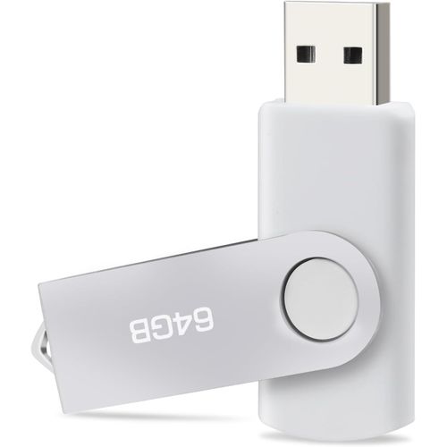 CLé USB 64Go, Cle USB 64Go Pen Drive USB 2.0 Mémoire Stick 64Go Thumb Drive pour PC, TV, Voiture, Ordinateur Portable etc (Argent)