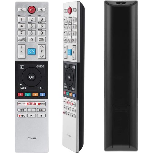 CT-8528 Télécommande pour Toshiba HD LCD TV 32L2863DB 55U5863DB 24D2863DB 49U6863DB 65U6863DB 24W2863DB 24W3863DB 28W3863DB 32D2863DB 49V6863DB avec Netflix & Youtube & Rakuten TV Buttons