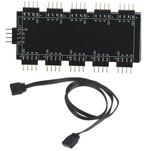 Ordinateur 10 canaux RGB Hub PC MOD Carte mère RVB Ventilateur Câble d'extension (12V 4 broches)
