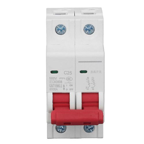 Disjoncteur CC 2P 6000A Capacité de coupure Installation sur rail DIN Interrupteur d'air de protection photovoltaïque 25A DC500V