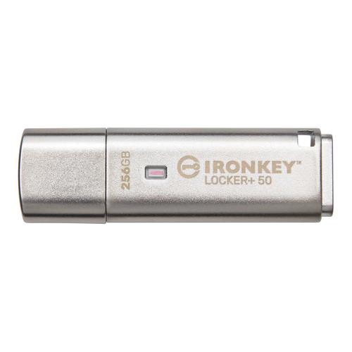 Kingston IronKey Locker+ 50 - Clé USB - chiffré - 256 Go - USB 3.2 Gen 1 - Conformité TAA