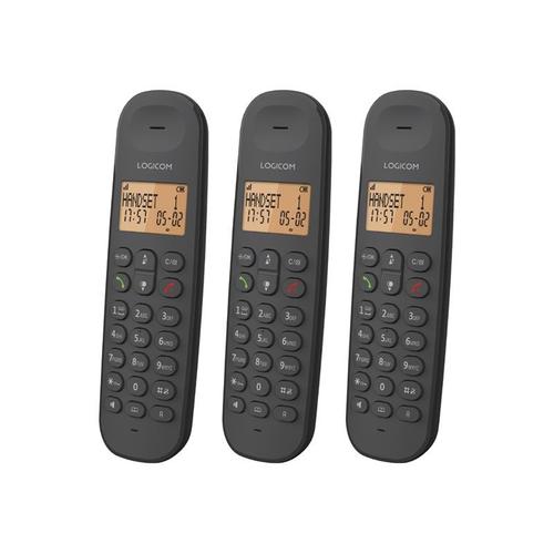 Logicom Iloa 350 - Téléphone sans fil avec ID d'appelant - DECT\GAP - (conférence) à trois capacité d'appel - noir + 2 combinés supplémentaires