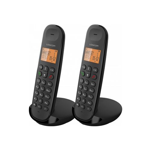 Logicom Iloa 250 - Téléphone sans fil avec ID d'appelant - DECT\GAP - (conférence) à trois capacité d'appel - noir + combiné supplémentaire