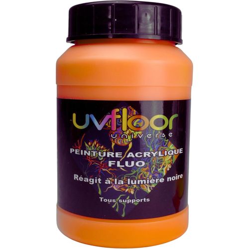 Peinture Acrylique Orange Fluo - Spéciale Lumière Noire Et Ultra Violet - Flashy - Fluide Et Ultra Pigmentée - Fluorescent - 250ml