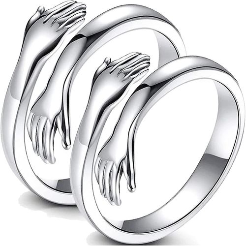 Bague De Câlin Plaquée Argent Sterling 925, 2 Pièces, Pour Femmes Et Filles, Réglable