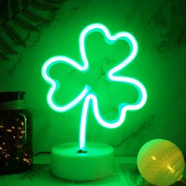 Trèfle Enseigne Au Néon Shamrock Néon Lumière Led Veilleuse Usb/À Piles Lampe Néon Shamrock Décorations Pour La Décoration De La Saint-Patrick Vert Néon Lig