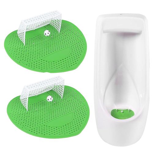 Tamis D'urinoir Avec Parfum, Paquet De 2 Crépines D'urinoir De But De Football, Crépines D'urinoir De Football Vertes, Tapis De Crépine D'urinoir Réutilisable Pour Bathro
