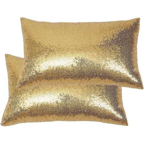 Housses De Coussin À Paillettes, Taie D'oreiller Scintillante Pour Décoration De Maison, Fête Avec Fermeture Éclair Invisible, 30x50cm Ou 12x20 Pouces, Or, 2 Pièces