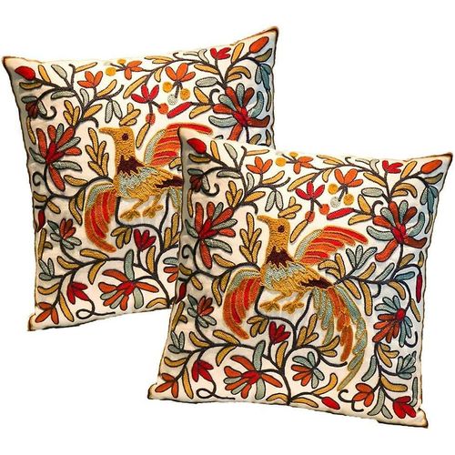 Lot De 2 Housses De Coussin Oiseau Jaune Brodé 45 X 45 Cm Taie D'oreiller Taie D'oreiller Décorative Carrée Taie D'oreiller Protecteurs Chambre Salon 1