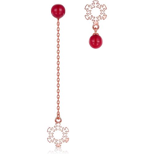 Boucles D'oreilles Pendantes De Noël En Argent Sterling 925flocons De Neigehypoallergéniqueslongue Chaîneboucles D'oreilles Avec Perlecadeau De Noël Et D'hiver