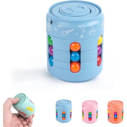 Jouets De Cube De Haricots Magiques Rotatifs, Jouets De Décompression De Cube Magique De Spinner De Fidget Cube Magique Du Bout Des Doigts Jouets De Puzzle De Haricots Magiques De Rotation À Main Finge Bleu
