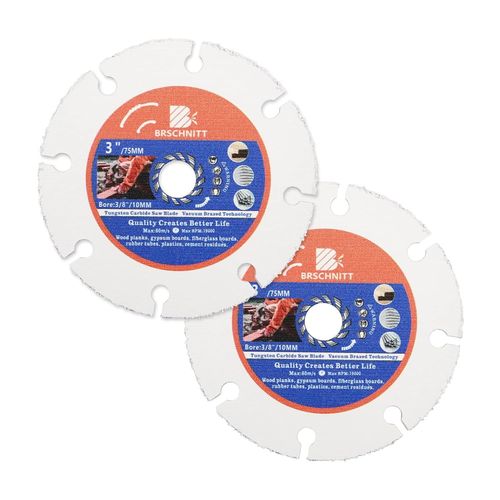 Disques de coupe de bois en carbure brasé sous vide 75 mm - Pour planche à bois, plaque de plâtre, tuyau en caoutchouc, plastique(Lot de 2)