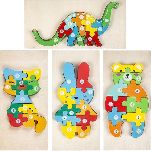 Pièces Puzzles En Bois Animaux Puzzles Jouets Pour Enfants, Jouets Éducatifs Intéressants De Puzzle De Dinosaure, Cadeaux Merveilleux Pour Les Enfants De 3 Ans Et Plus
