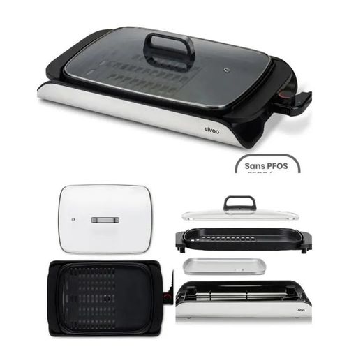 Plancha ELECTRIQUE grill 2000W avec couvercle 40 x 30 cm Plaque en fonte d¿aluminium
