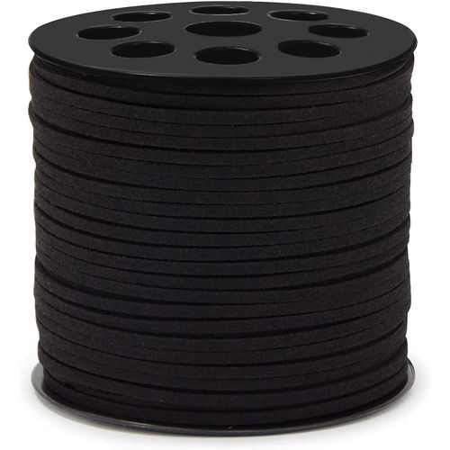 Cordon En Daim Simili Cuir Cordon Pour Bracelet Collier Perles Bijoux Bricolage Artisanat 3mm 98 Yard Noir
