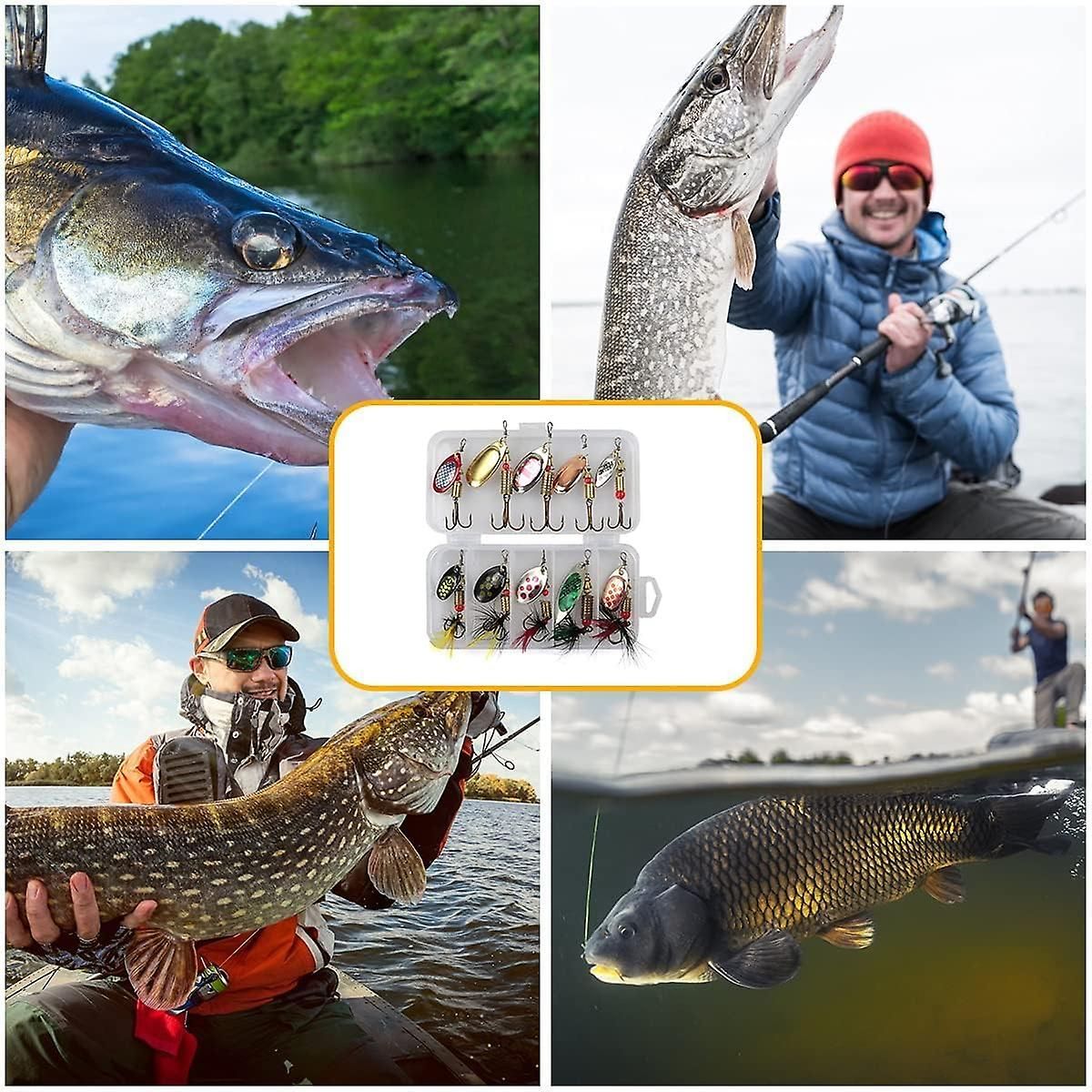 10 Pièces Leurres de Pêche Spinner, Ensemble d'Appâts Spinner Cuillère en  Métal, Paillettes, Leurres de Pêche, Poisson Artificiel, Appareil de Pêche  à l'Appât pour Truite, Achigan, Saumon, P | Rakuten, image size:1200x1200