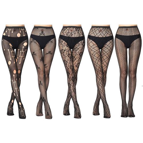 Bas Autofixants Pour Femmes, 5 Paires De Chaussettes Hautes En Dentelle, Bas Taille Unique Pour Femmes Et Filles