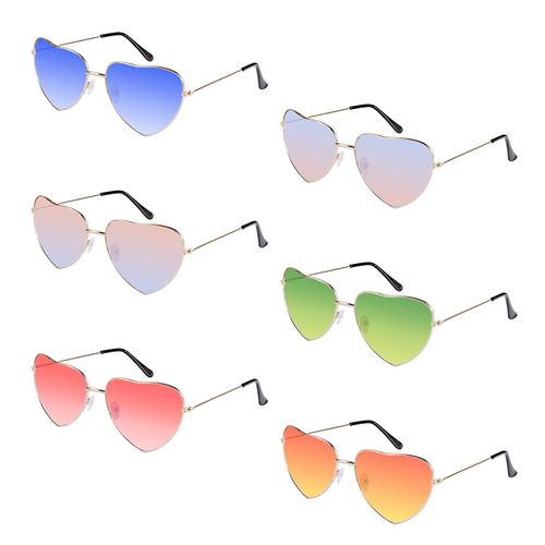 Lunettes De Soleil Sans Monture En Forme De Coeur, 6 Pièces De Lunettes De Soleil En Forme De Coeur Couleur Bonbon Rétro Lentille Claire Hippie Lunettes De Soleil Vintage Lunettes Pour Accessoires De Déguisement