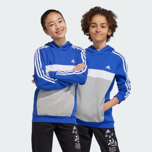 Sweat-Shirt À Capuche Molleton Tiberio 3 Bandes Colorblock Enfants Adidas - Semi Lucid Blue / White / Medium Grey Heather - 13-14a