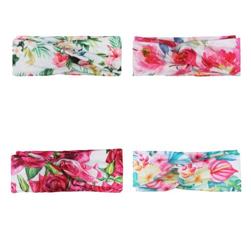 4 Pièces Séries Les Dames Bouton Bandeau Sport Imprimé Foulard Bandeau Élastique Yoga Sport Bandeau Lavage Chapeaux