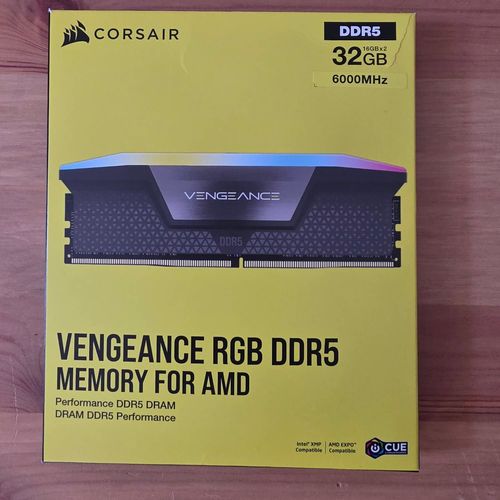 CORSAIR VENGEANCE RGB DDR5 32Go (2x16Go) DDR5 6000MHz CL30 AMD EXPO Intel XMP iCUE Mémoire Informatique Compatible - Gris (CMH32GX5M2B6000Z30K)