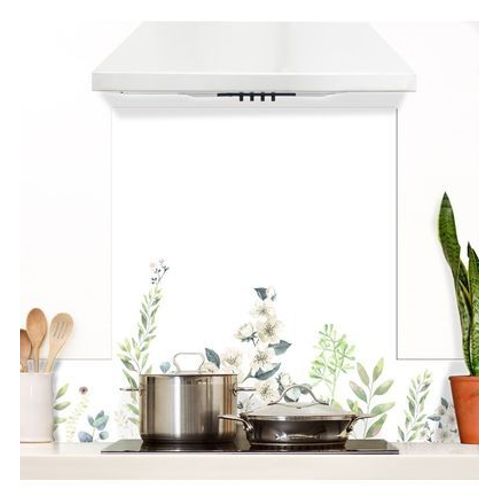 Crédence Cuisine Aluminium FLOWERS IN RAIN - Lot de 2 L100xH20cm - Taille unique