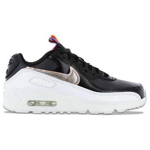 Nike Air Max 90 Leather Se Gs Baskets Sneakers Chaussures Cuir Noirsblanc Dj0414s001