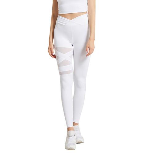 Pantalon De Yoga En Pour Femmes Legging Ventre Taille Haute Running Sports Pantalon De Fitness Blanc M