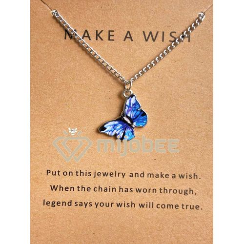 Collier / Pendentif Papillon Violet - Bleu - Blanc