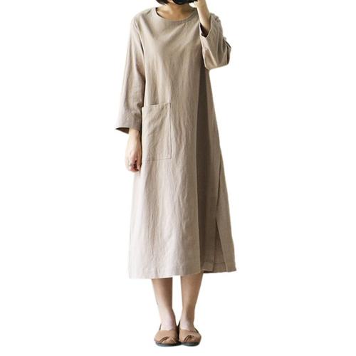 Robe Ample Femme Les Robes Longues Dans La Longue Section Grande Taille Manche Longue Japonais Coton Et La Robe Du Soir L