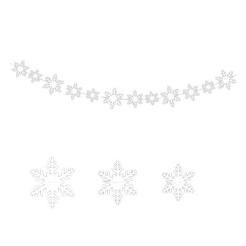 5Pcs DéCoration de ChaîNe de Flocon de Neige de NoëL DéCoration de Drapeau à Suspendre en Papier de Flocon de Neige 3D pour NoëL 12 Flocons de Neige (Blanc)