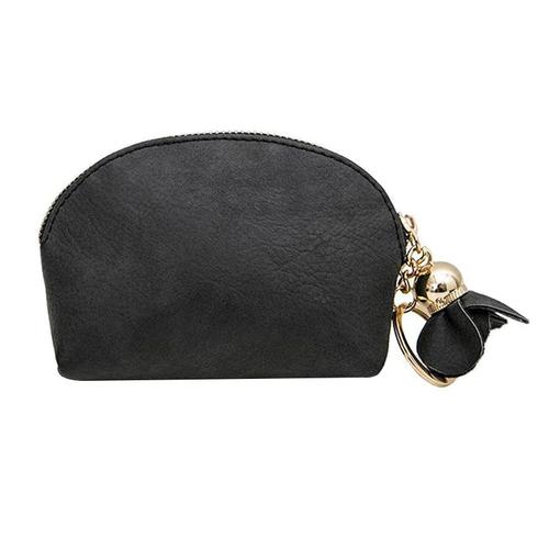 Nouveau Mesdames PU en Cuir Mini Portefeuille Carte Clé Clip Zipper Porte-Monnaie Floral Pendentif Embrayage Sac Sac à Main Sac Noir