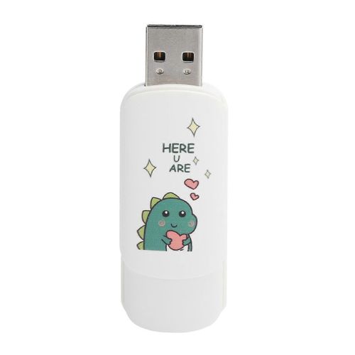 U Disk Slide Cover Type Cartoon Pattern Portable USB Flash Drive Memory Stick Data StorageLittle Dinosaur with Heart 16GB