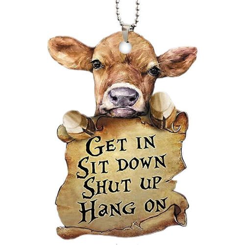 Drôle Ferme Animal Voiture Rétroviseur Suspendu Ornement Acrylique Double Face Pendentif Auto Décorations Intérieures Accessoires