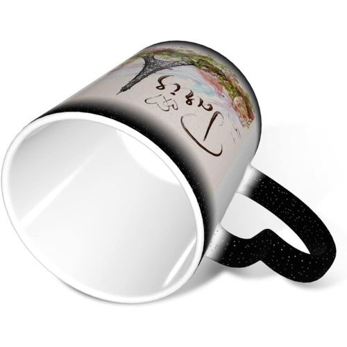 Tasse ¿¿ Caf¿¿ En C¿¿Ramique Tour Eiffel, Tasse ¿¿ Couleur Changeante, Grande Capacit¿¿ 300ml, Tasse Avec Personnage D'anime, Cadeau Cr¿¿Atif Noir Fz128