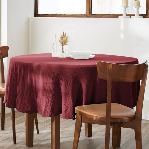 Nappe Ronde 180x180 Cm Gaze De Coton Lie De Vin