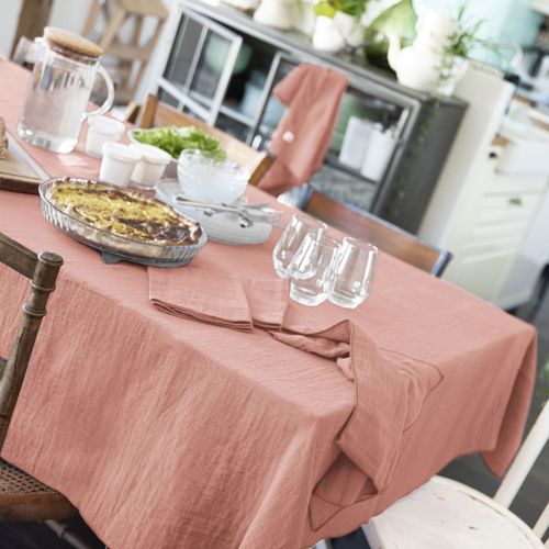 Nappe Rectangle 150x250 Cm Gaze De Coton Rose