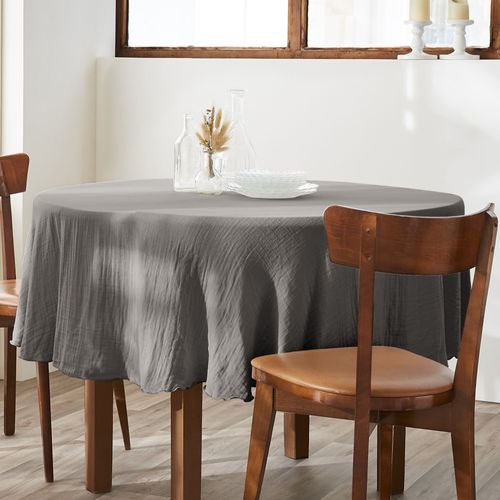 Nappe Ronde 180x180 Cm Gaze De Coton Granit